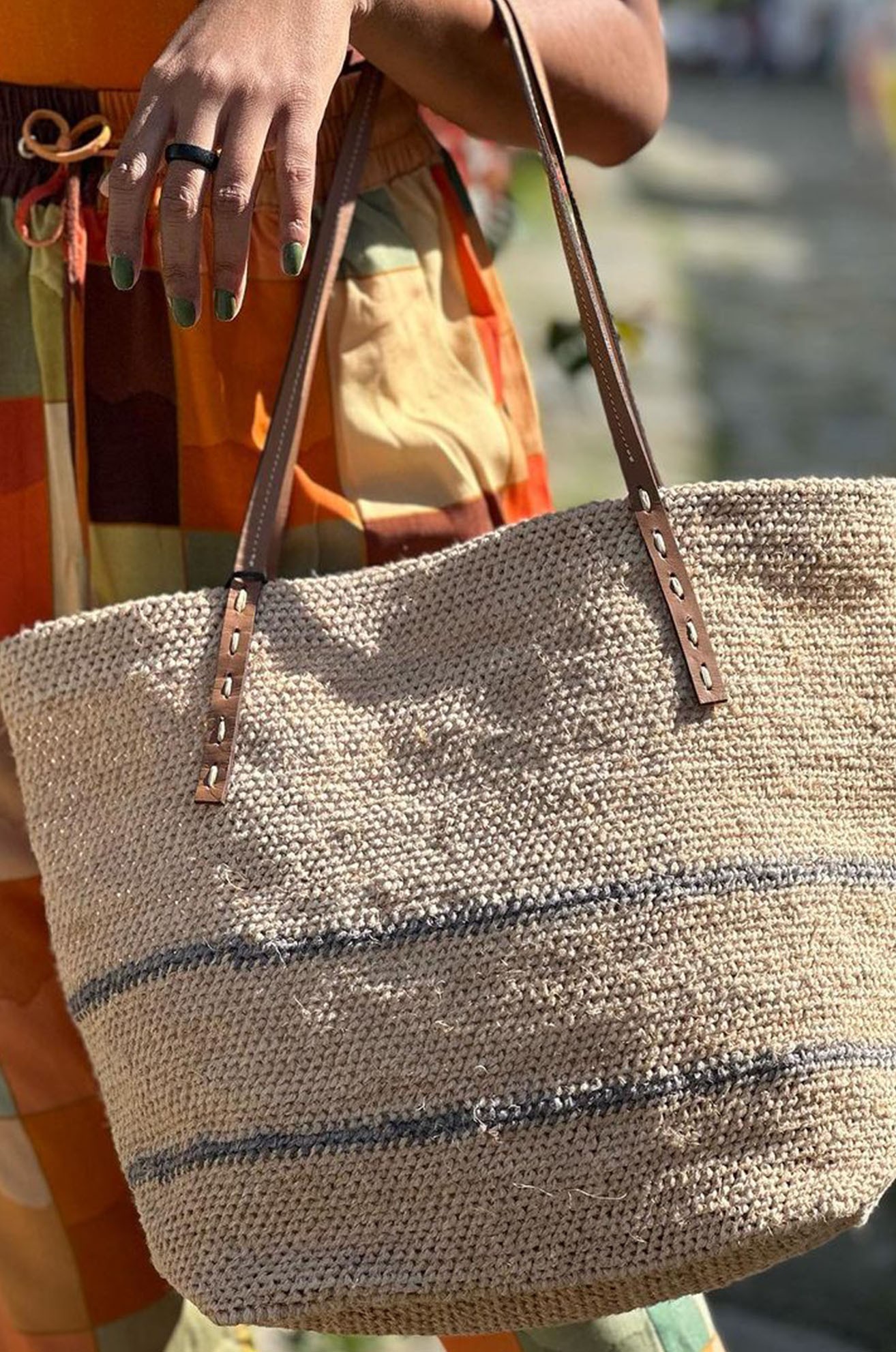 Bolsa sacola caroa natural listra
