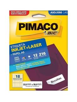 ETIQUETA INKJET/LASER A5 12FL - A5Q-2050 - 22X55 - UN - PIMACO