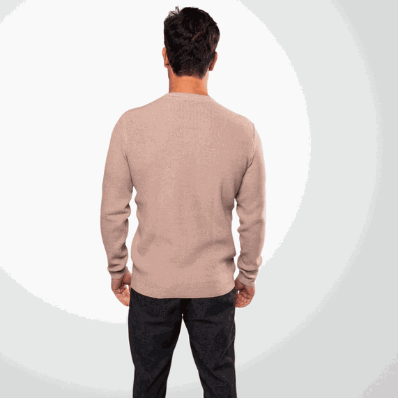 TRICOT MASCULINO PADRÃO GOLA CARECA BEGE