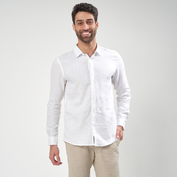 CAMISA LINHO MANGA LONGA BRANCA PADRÃO