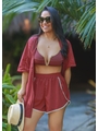 SAÍDA DE PRAIA KIMONO COM SHORT MARSALA COLEÇÃO TRANCOSO 8148 - 1