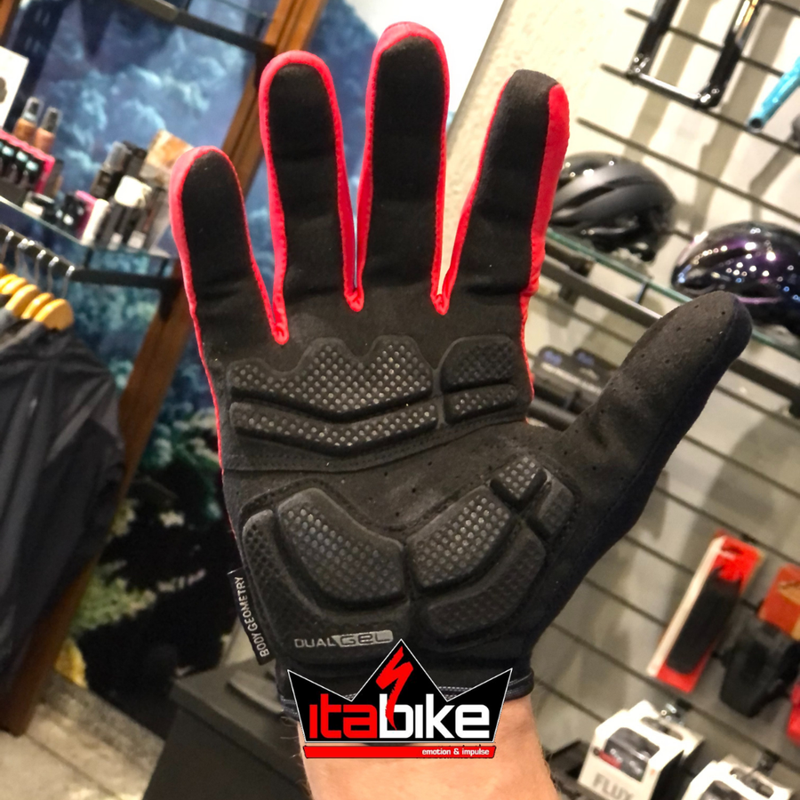Luva Specialized Dedo Longo BG Dual Gel Masculina Vermelha