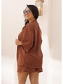 SAÍDA DE PRAIA CONJUNTO KIMONO COM SHORT MARROM COLEÇÃO PÉ NA AREIA - 2