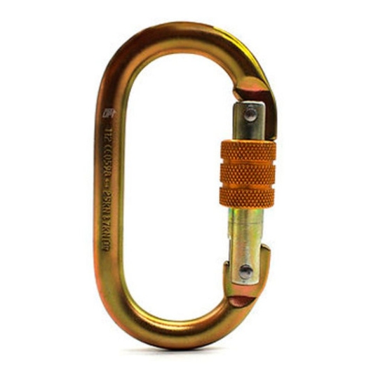 MOSQUETÃO AÇO OVAL C/ TRAVA ROSCA 25KN SIDEUP AMARELO