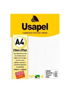 PAPEL LINHO 180G 50FL A4 25017 - BRANCO - UN - USAPEL