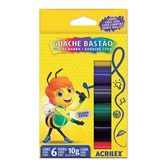 TINTA GUACHE BASTAO 10G C/6 CORES - 02007 - PCT 4 - ACRILEX