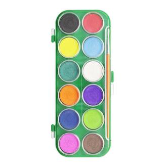 AQUARELA EM PASTILHA C/PINCEL C/12 CORES - 4193 - PCT 6 - LEO E LEO