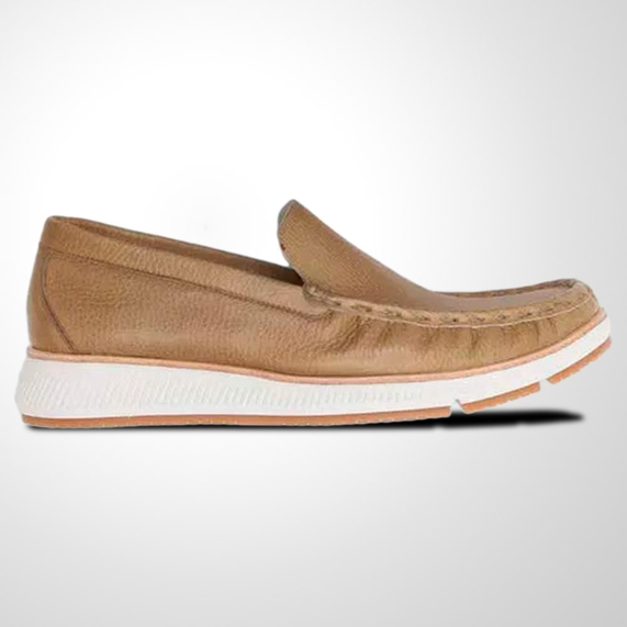 MOCASSIM MASCULINO COSTURA MANUAL BEGE RICARDO ALMEIDA