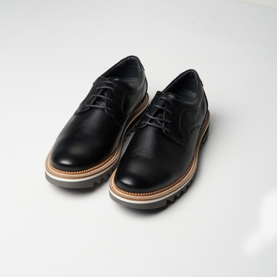 SAPATO MASCULINO CASUAL DERBY COURO PRETO PADRÃO