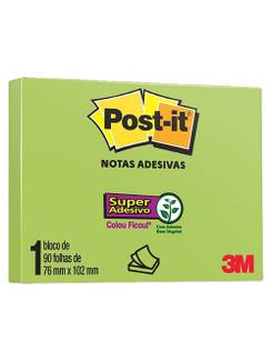 POST IT NOTAS ADESIVA 657 90F - 76X102 - VERDE - UN - 3M