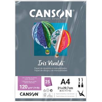 PAPEL IRIS VIVALDE 120G 25FL A4 - CINZA ESCURO - UN - CANSON