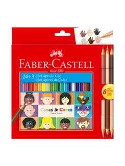 LAPIS DE COR CARAS E CORES 24 CORES + 6 TONS DE PELE - PCT 6 - FABER
