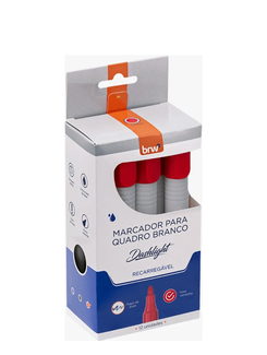 MARCADOR PINCEL QUADRO BRANCO DASHLIGHT - RECARREGAVEL - VERMELHO - CX 12 - BRW