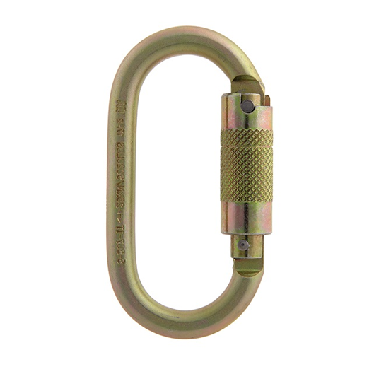 MOSQUETÃO AÇO OVAL TRIPLA TRAVA 25KN