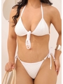 BIQUÍNI TOP AMARRAÇÃO FRONTAL CALCINHA DE AMARRAR BRANCO COLEÇÃO LUAL COMBVAN536 - 3