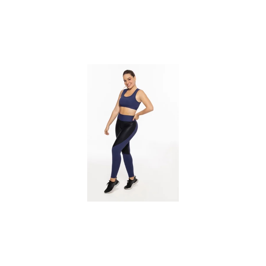 Top Fitness Médio Impacto Feminino Roma Azul Escuro
