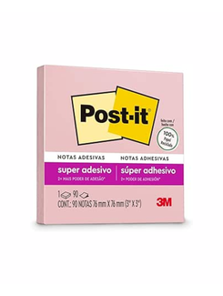 POST IT NOTAS ADESIVAS 90F - 76X76 - SAL ROSA - UN - 3M