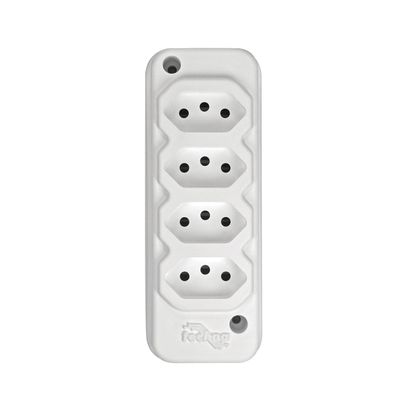TOMADA BARRA NBR 3P 10A(4x)QUADRUP BRANCA TECHNA