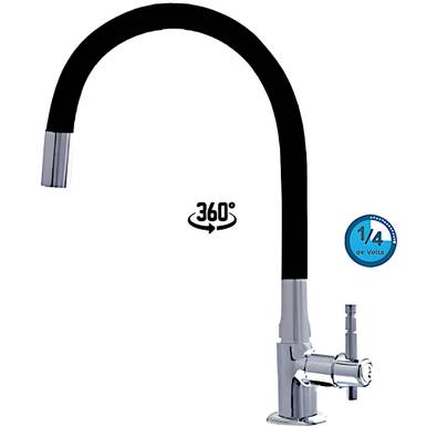 TORNEIRA PARA PIA PIM BICA MÓVEL FLEXÍVEL MESA C37 4001 PRETO