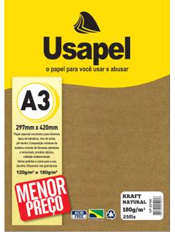 PAPEL KRAFT 180G 25FLS A3 NATURAL - 25100 - UN - USAPEL