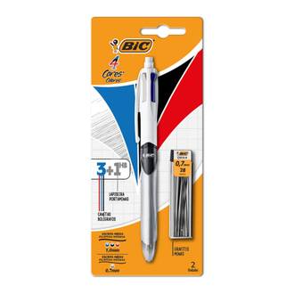 CANETA ESFEROGRAFICA RETRATIL 4 CORES + LAPISEIRA + LAMINA 0,7MM   - UN - BIC