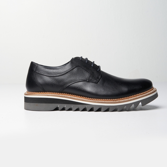 SAPATO MASCULINO CASUAL DERBY COURO PRETO PADRÃO