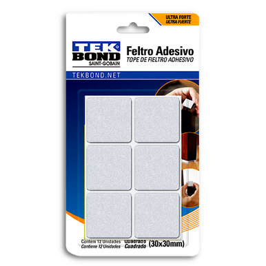 FELTRO ADESIVO TEKBOND QUADRADO BRANCO 30MM x 30MM