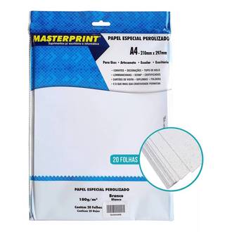 PAPEL PEROLIZADO A4 180G 20FL 302070051 - BRANCO - UN - MASTERPRINT