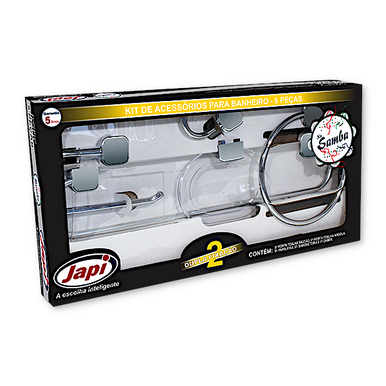 KIT BANHEIRO JAPI ABS CROMADO JKSQC LINHA SILVER