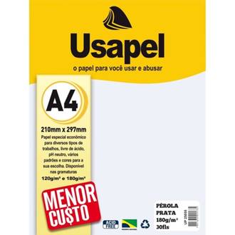 PAPEL PEROLA 180G 30FL A4 25055 - PRATA - UN - USAPEL