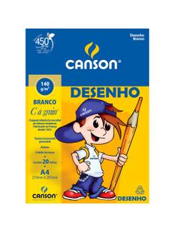 BLOCO DESENHO 140G A4 20FL - BRANCO - UN - CANSON