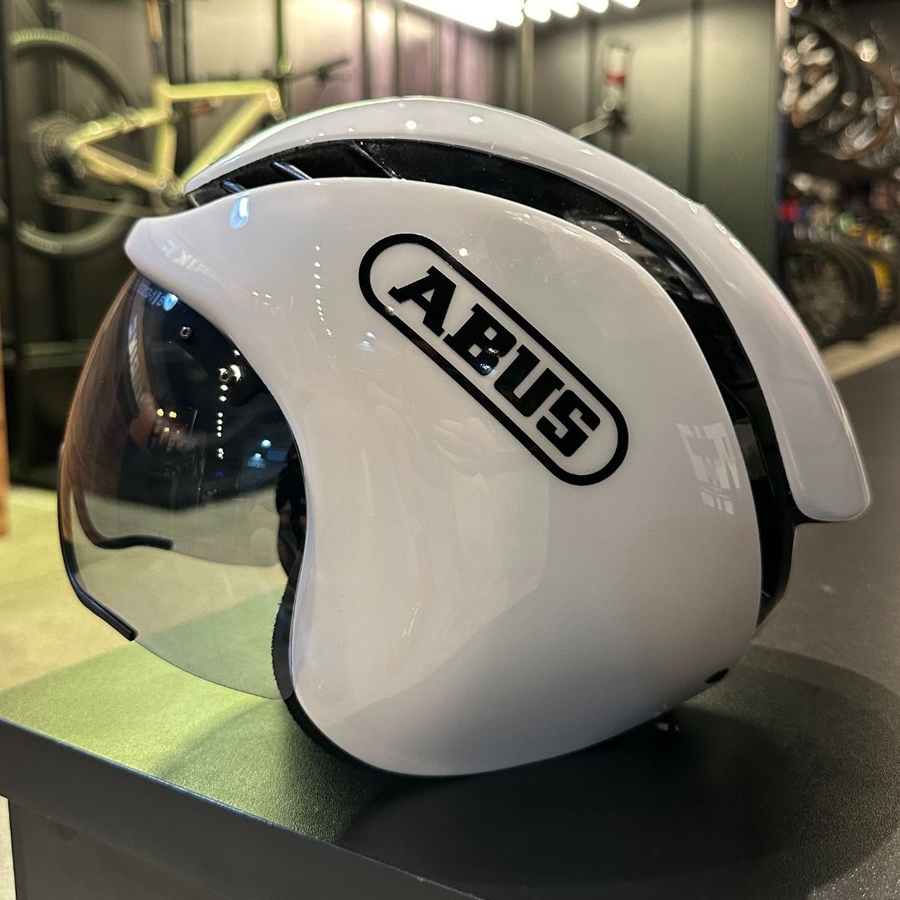 Capacete Abus GameChanger Triathlon Branco Brilhante