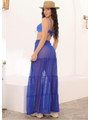 SAÍDA DE PRAIA SAIA LONGA TULE EM LISTRAS AZUL BIC COLEÇÃO SUNSET - 2