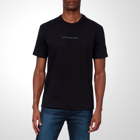 CAMISETA MASCULINA ALGODÃO LOGO CENTRALIZADO PRETA CALVIN KLEIN JEANS