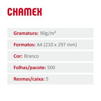 PAPEL CHAMEX 90G 500FLS - A4 - UN - CHAMEX