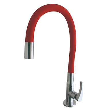 TORNEIRA PARA PIA COM BICA FLEXÍVEL MESA KIMETAIS C56 VERMELHA