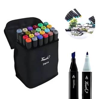CANETA MARCADOR P/ COLORIR PONTA DUPLA - 24 CORES - UN - TOUCH