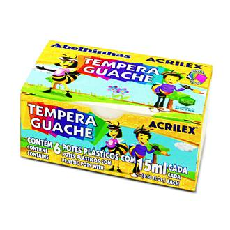 TINTA GUACHE 250ML  - PRETO - CX 06 - ACRILEX