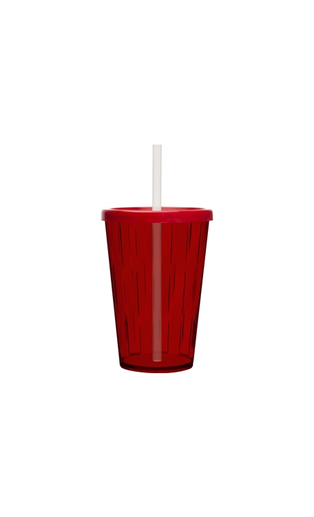 Copo Boccati Tropical 670ml com tampa e canudo (vermelho translúcido)