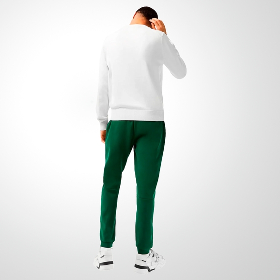 CALÇA MASCULINA ESPORTIVA EM FLEECE ALGODÃO VERDE LACOSTE