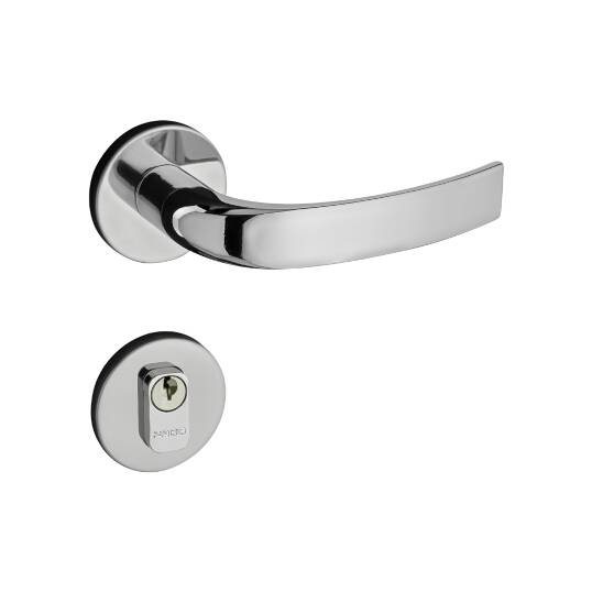 FECHADURA PADO COPA 40 mm ROSETA REDONDA Cilindro: 55 mm Ref: 962-80 Acabamento: Cromado (CR). Aplicação: Externa