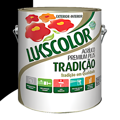 ACRÍLICO LUKSCOLOR PREMIUM PLUS TRADIÇÃO PRETO 3.6L