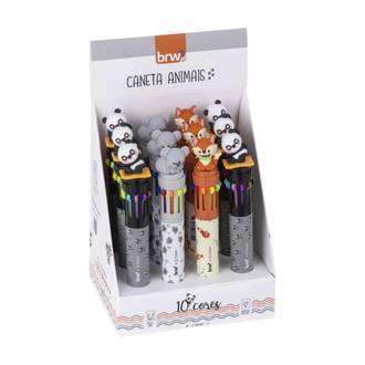 CANETA ESFER ANIMAIS 10 CORES 0.7MM - CA0510 - DPL 12 - BRW