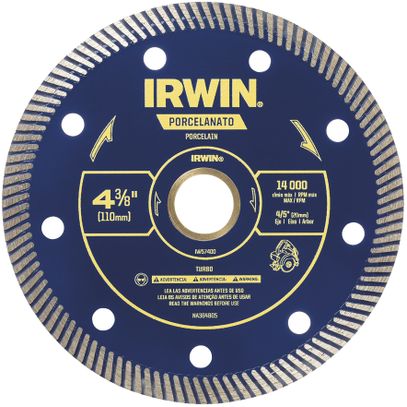 DISCO DIAMANTADO IRWIN PORCELANATO 110mm TURBO