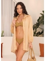 SAÍDA DE PRAIA CAMISA RISCA DE GIZ DOURADA COLEÇÃO DUNAS - 1