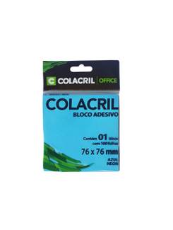 BLOCO ADESIVO 100F - 76X76MM - AZUL NEON - UN - COLACRIL