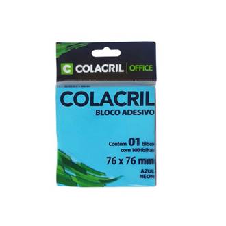 BLOCO ADESIVO 100F - 76X76MM - AZUL NEON - UN - COLACRIL