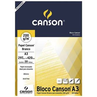BLOCO DESENHO 200G A3 20FL - BRANCO - UN - CANSON