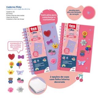 CADERNO PAUTADO CAPA DURA 80FLS - 912954 - HOLIC CHARM - UN - TRIS