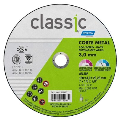 DISCO CORTE MET CLASSIC AR302 NORTON 7(180x3,0x22mm)